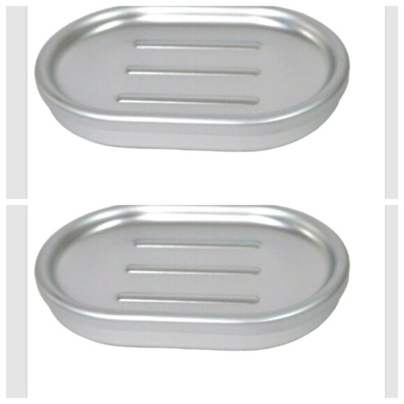 Made By Design Other - Set of 2 Made By Design Soap Dish Aluminum Silver Bath Bathroom 3.3" x 5" NEW